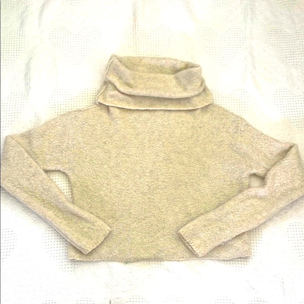 Free People Stormy Cowl Neck Sweater Cropped Women’s Size XS Cream